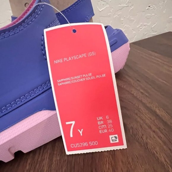 NWB NWT Nike Playscape (GS) Big Kids' Sandals Sapphire-Sunset Pulse - Picture 9 of 11